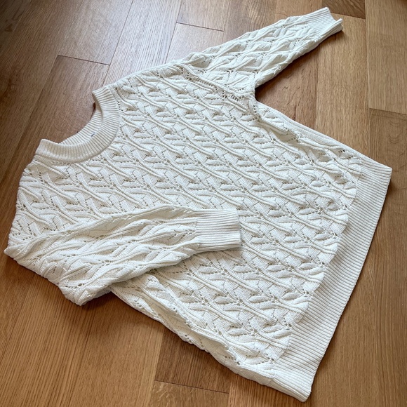 Pennington's Cream Cotton Blend Cable Knit Open Weave Sweater 1X cozy - Picture 7 of 7